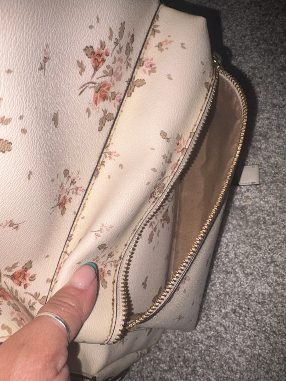 Coach Cream Floral Backpack with Matching Wallet - Pink & Tan Accents